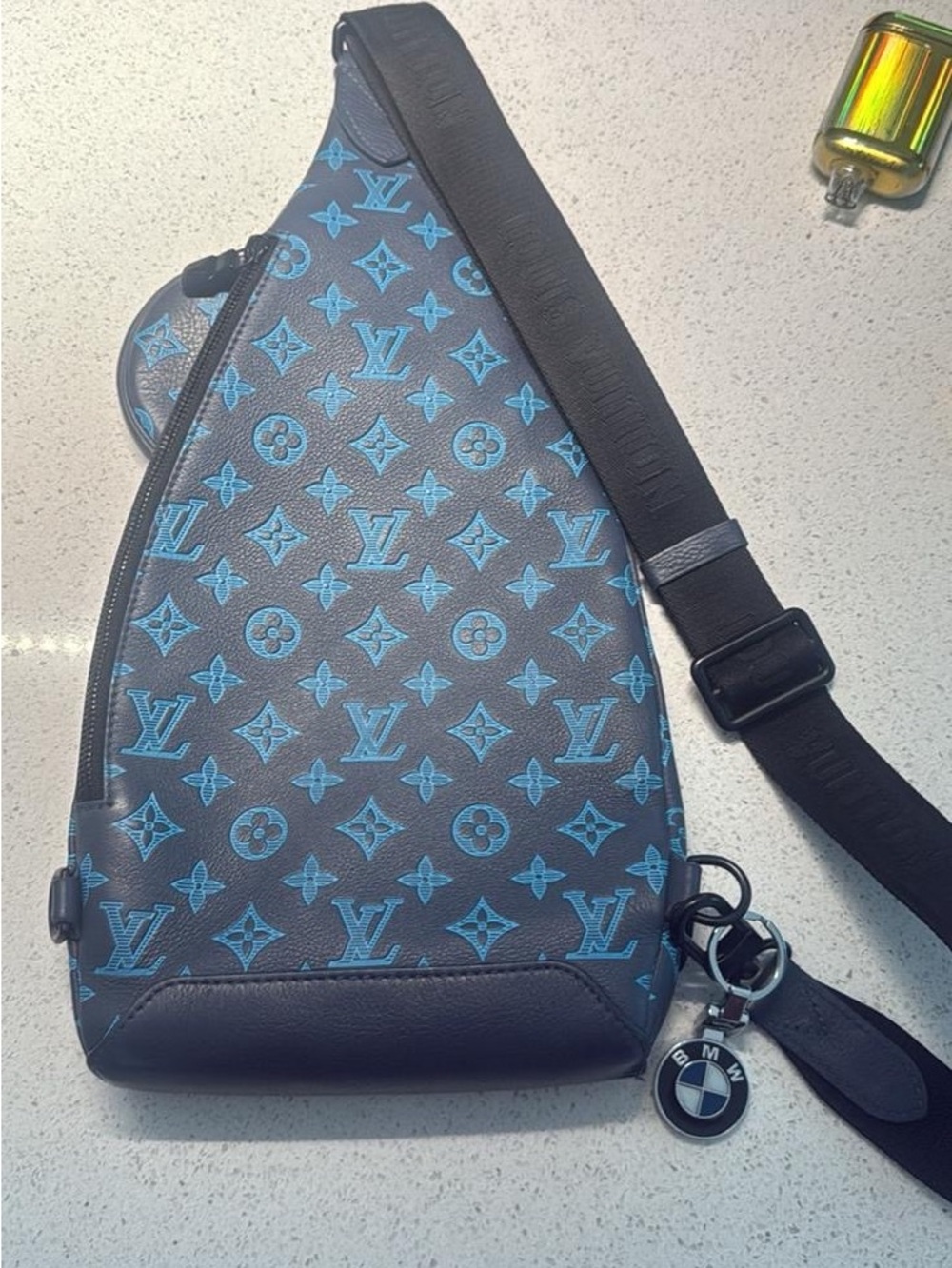 Louis Vuitton Navy and Light Blue Monogram Sling Bag with Coin Pouch - Picture 2 of 3